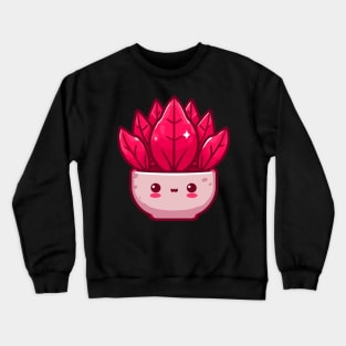 Cute Kawaii Red Leaf Houseplant | Kawaii Plant Art Design for Kawaii Lovers Crewneck Sweatshirt